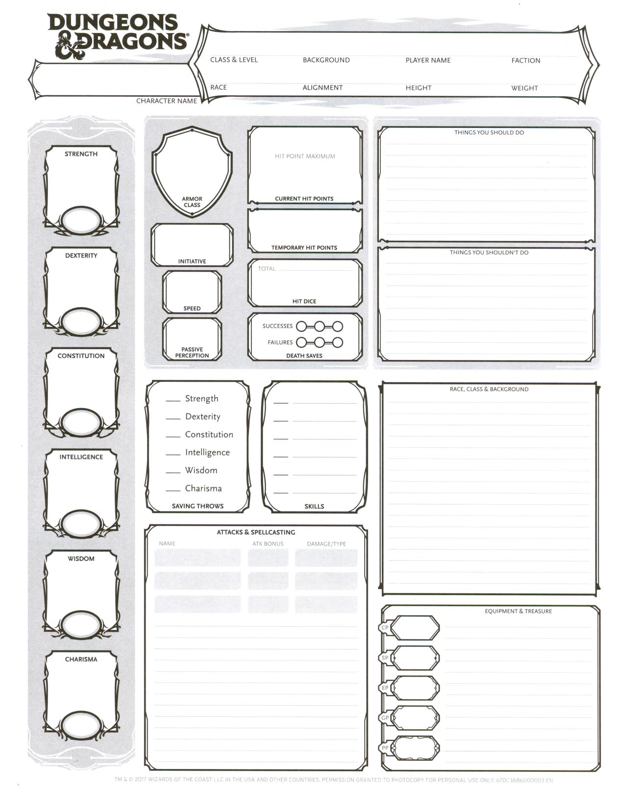 Printable Dnd 5E Character Sheet